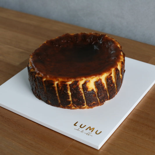 Basque cheesecake with a deeply caramelised top and silky centre