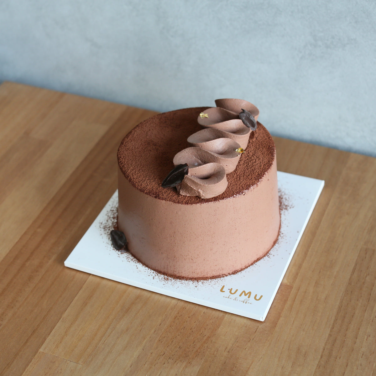 Classic chocolate chiffon cake with chocolate cream