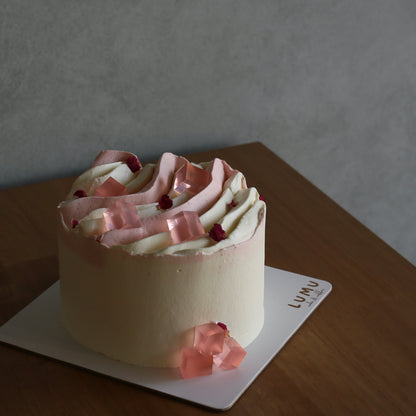 Rose lychee chiffon cake with real rose petals and rose cream