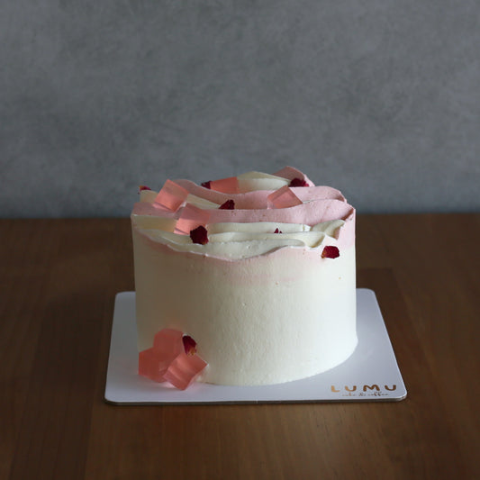 Rose lychee chiffon cake with rose cream and lychee