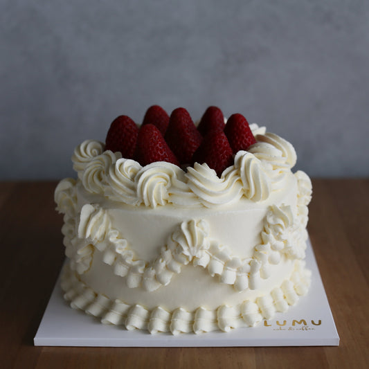 Strawberry cream chiffon cake with fresh cream and strawberries